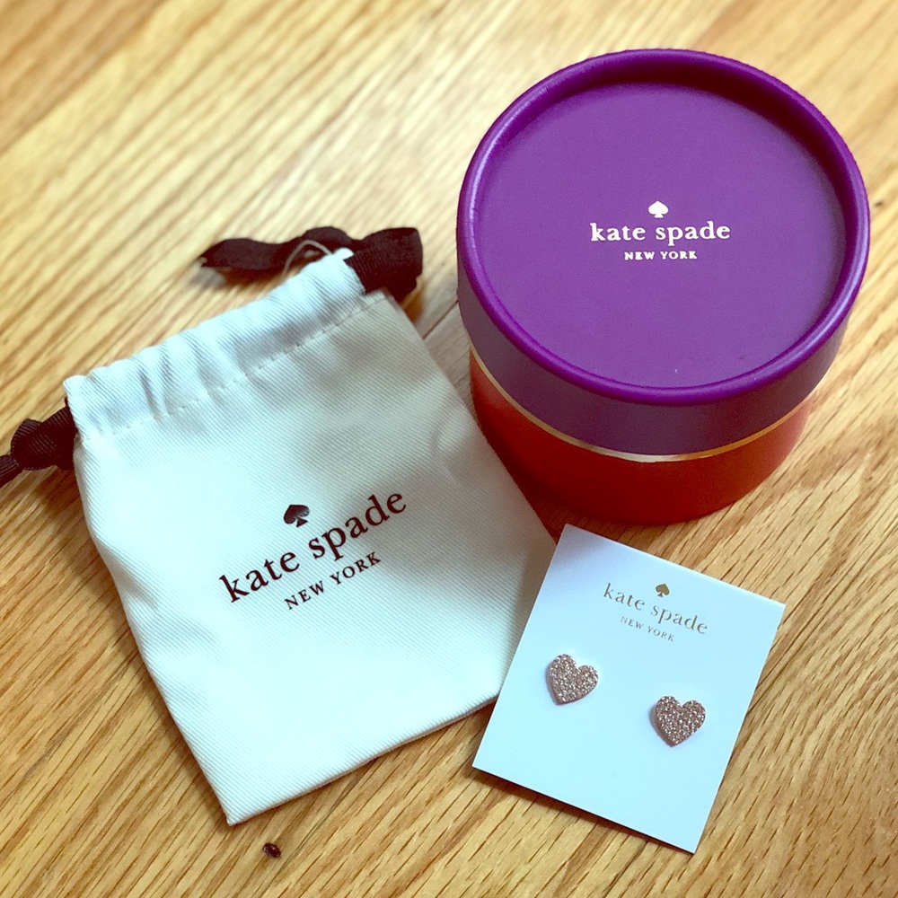 Kate Spade “Yours Truly” Heart Earrings Clear/Rose